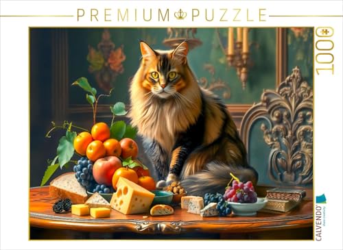 CALVENDO Puzzle de idílico de gato con fruta y queso | 1000 piezas, tamaño 64 x 48 cm, puzle fotográfico para horas felices