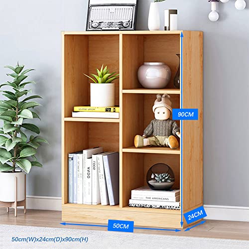 Image of IOTXY Open Shelf Low Bookcase - Wooden 3-Tier Cube Bookshelf, Pear Yellow
