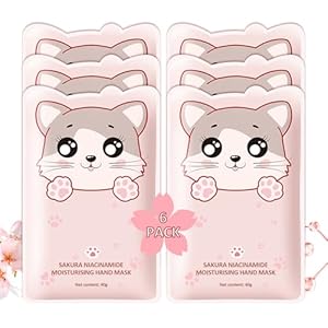 Hand Masks Moisturizing Gloves,6 Pairs Hydrating Hand Peel Masks Gift Set for Dry Cracked Hands Care,Long-lasting and Non-greasy Hand Moisturizer Gloves for Women A