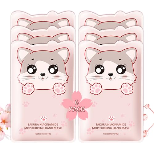 Hand Masks Moisturizing Gloves,6 Pairs Hydrating Hand Peel Masks Gift Set for Dry Cracked Hands Care,Long-lasting and Non-greasy Hand Moisturizer Gloves for Women A