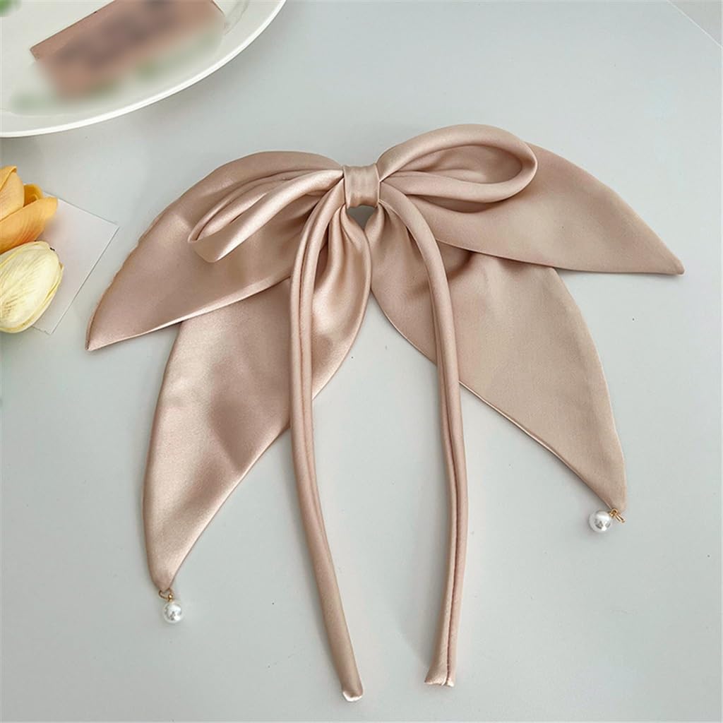 Satin Ribbon Spring Hair Clip Versatile Cloth Fabric Art Design Secure Hairpin for Women Daily Styling Casual Hair Accessories(A)