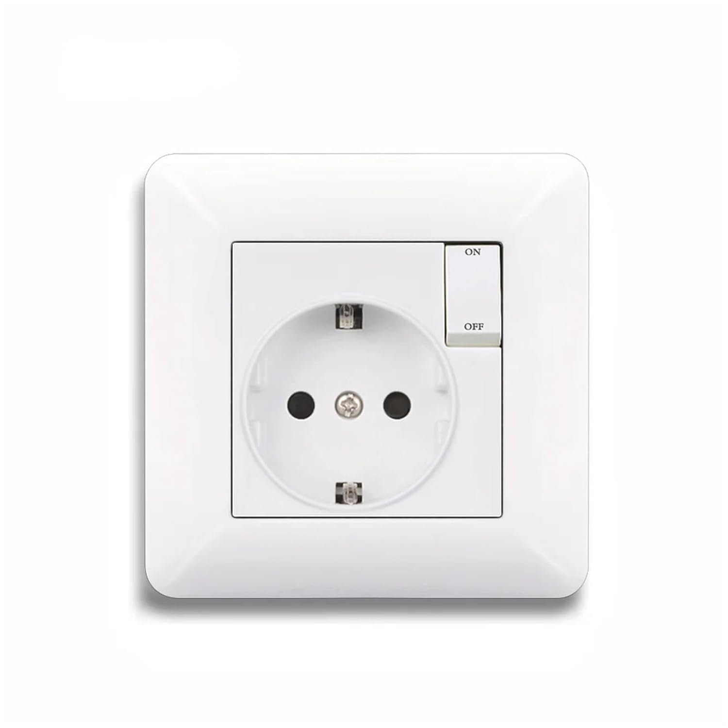 EU Socket with with Small Switch Button AC 110V-220V 16A Wall Power Outlet 86MM*86MM Various Materials Panels Socket(Stainless Steel 1)