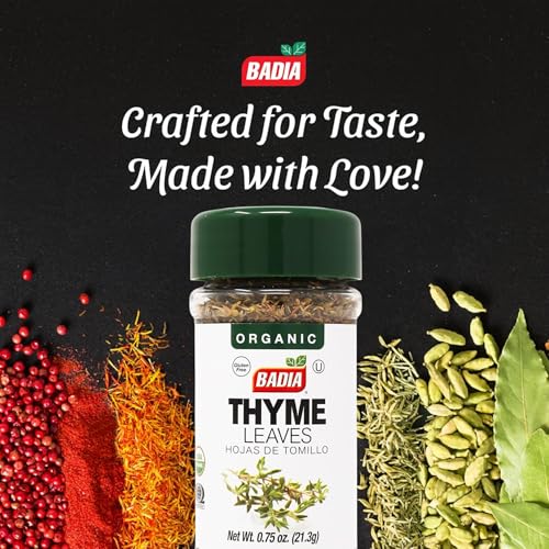Image of Badia Organic Thyme Leaves, 0.75 oz - Aromatic Herb for Soups, Stews, Meats, & Vegetables