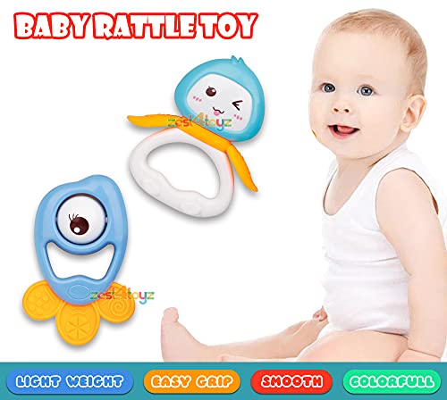Image of Zest 4 Toyz Baby Rattles Set 6 Pcs 0-6 Months BPA Free Soft Rattling Sound | Fun Colours Non Toxic Toy for Babies | Multi-Colored with Tethers | New Born | Toy Gift Set (Made in India)