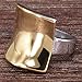 Jude Jewelers 18K Gold Plated Stainless Steel Curved Shape Chunky Style Cocktail Party Wedding Statement Ring (Silver Gold, 12)