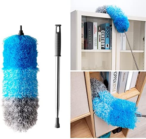 Amazon Brand - Umi Feather Dusters Extendable Microfiber Duster reach up to 245cm Duster Washable,for Cleaning High Ceiling Fans,Blinds,Cobweb,Cars-BLUE
