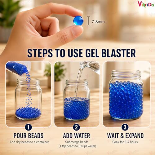 Image of VikriDA Automatic Gel Blaster Toy Gun for Kids with Gel Blaster Balls Rechargeable Battery Operated Outdoor Electric Target Game Toys for Boys Age 6 Year Above Birthday Gift