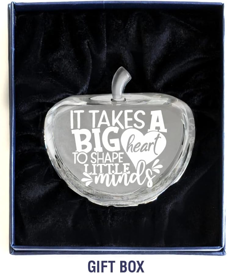 BELLA BUSTA-It Takes a Big Heart to Shape Little Minds- Teacher's Day, Christmas, Thank You Teacher-Apple Paperweight for Teacher