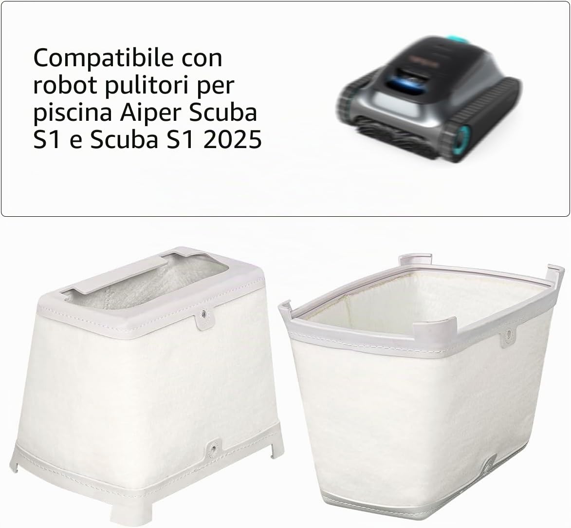 cestello filtrante Ultrafine di Ricambio per Aiper Scuba S1 Robot pulitore per Piscina, Filtro fine Lavabile e Riutilizzabile per la Pulizia della Piscina,1 Pezzo