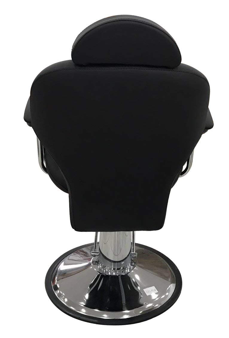 LOVECRAZY Sillón Profesional de Peluquería, 360º Giratoria con Base Fijo y Apoyapies de Metal, Altura Regulable, Asiento Suave y Cómodo de Material Piel (Negro)