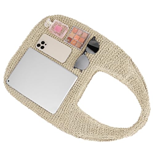 Image of Women Large Straw Beach Bag Handmade Woven Shoulder Bags Hobo Tote Handbag Purse for Summer