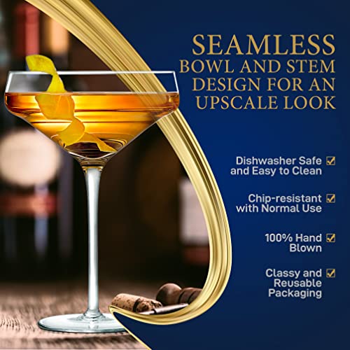 2 Sets Of Crystal Martini Glass, Ultra Clear, Elegant Crystal Clear Wine Glass Pair, 100% Hand Blown, Dishwasher Safe, Great For Dinner, Parties, Wedding, And Elegant Occasions #TOP2