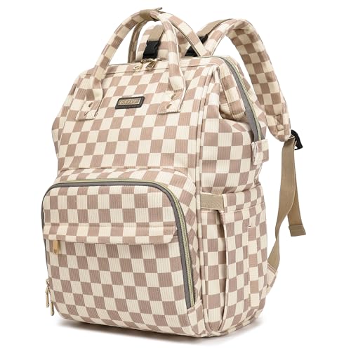 Image of GAIVP Baby Diaper Bag Backpack for Mom, Large Capacity Travel Nappy Bag for Boys & Girls with Stroller Straps,Insulated Pockets (Corduroy Checkered Brown)