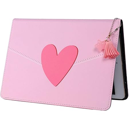 Amazon Co Jp Ipad 9 7 18 ケース 手帳型 可愛い ハート柄バック 女性向け 軽量 17 Ipad 9 7 ステント ハート型カバー 人気 ファンション スタンド オートスリープ機能付き フリンジ チャーム付き アイパッドカバー9 7 インチ Ipad 9 7 18 Pink パソコン