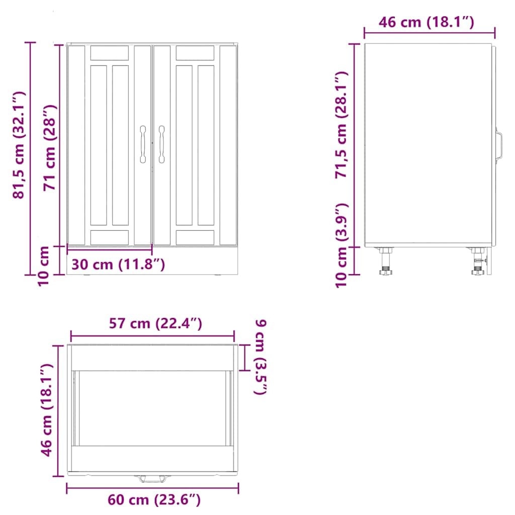 vidaXL Mobile Base Lavello Lucca Nero in Legno Multistrato, Mobile Base Cucina, lavello Cucina Mobile Base, lavello Base, Mobile Base lavello Cucina
