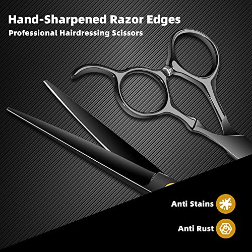 Professional Hairdressing Scissors Stainless Steel Barber Hair Cutting Scissors Straight Scissors Salon Tools For Mother Father Friends' Gifts(Black-01) #TOP2