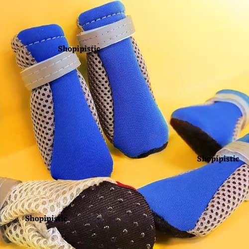 Image of Dog Shoes for Shih Tzu, Indoor Anti-Slip Dog Paw Shoes with Grip Pads for Tile & Wooden Floors, Puppy Paw Protector for Small Dogs, NOT for Outdoor Use or Large Dogs (Blue, Size 3)