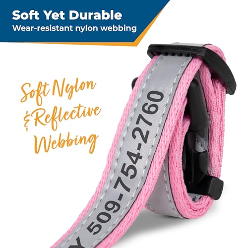 Image of GoTags Reflective Personalized Dog Collar, Custom Engraved with Pet Name and Phone Number, Adjustable Dog Collar with Quick Release Buckle, 3 Sizes for Puppy and Dogs, Small, Medium and Large