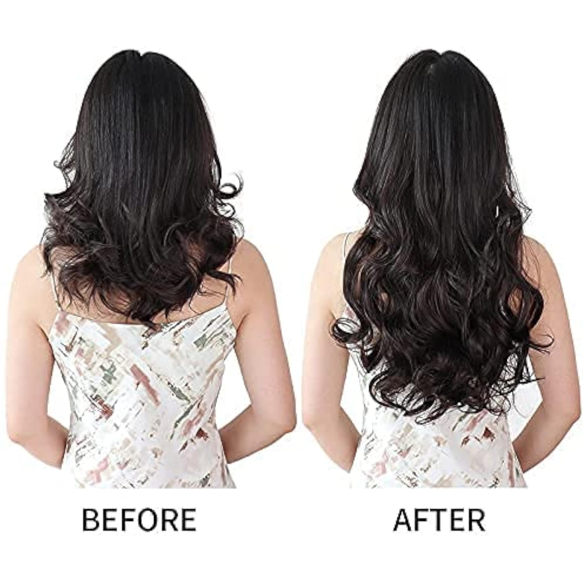 Women's 22" Curly/Wavy Hair Extension, 5 Clips Black