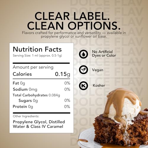 Image of Dolce Flav Natural Brown Food Coloring - 2 oz Liquid Color from Class IV Caramel with Graduated Dropper | Water-Soluble | For Baking, Beverages & Sauces | Kosher | Made in USA