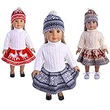 WensLTD Clearance! Cute Sweater Outfit Reindeer Snowman Sweater & Cap For 18 inch American Girl Doll (Red)