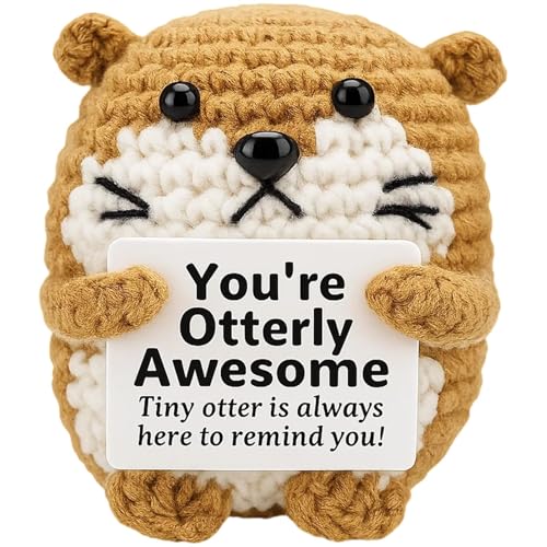 BDBFPAN Emotional Support Kuscheltier Niedlicher Otter Mit Positiver Botschaft Emotionale Unterstützung 7 X 5 cm Inklusive Motivationskarte