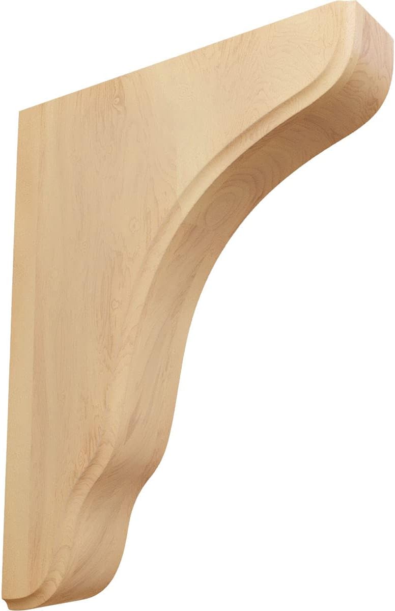 Ekena Millwork BKTW02X07X10PLRW Plymouth Wood Wood Brackets, 1 3/4"W x 7 1/4"D x 9 1/2"H , Rubberwood