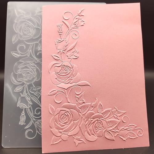 Plastic Embossing Folder Roses Corner Card Making