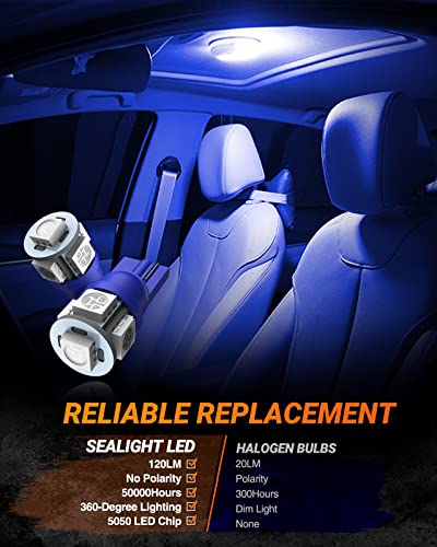 Image of SEALIGHT 194 LED Bulbs, 168 W5W 2825 LED Bulb 6000K Brilliant Blue Super Bright Replacement for Dash Board Light, License Plate Light, Dome Light, Map Light,Courtesy Light (Pack of 10)