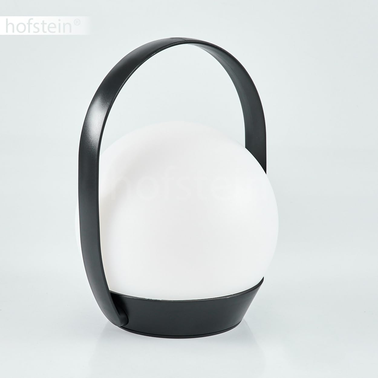Lampada da tavolo a LED per esterni Fair, rotonda in plastica in bianco/nero, con telecomando/app control, connessione USB, funzione di ricarica,colore RGB, Bluetooth, compatibile con smart home