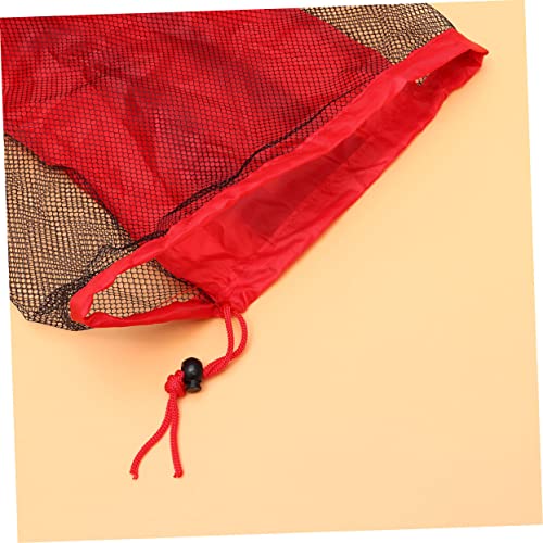 2pcs Portable Mesh Beach Toy Storage Bag Large Capacity for Boys and Girls Toys Snacks Books Red Shoulder Strap Easy Rinsing Design for Beach Outings3