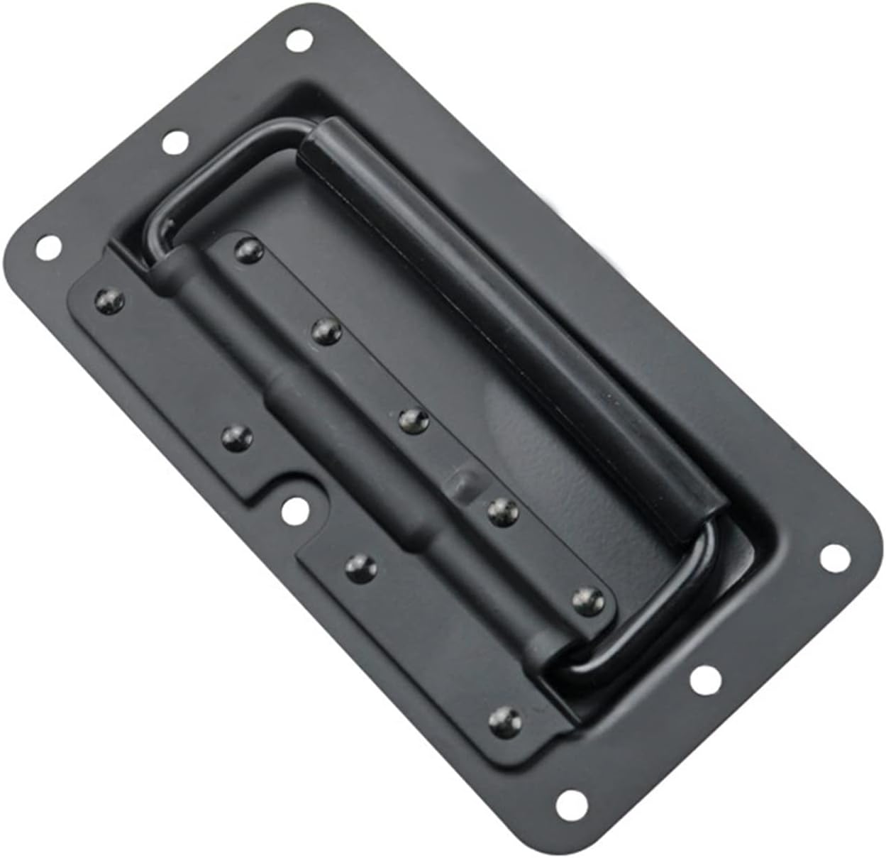 Stainless Steel Embedded Spring Automatic Return Folding Handle Industrial Distribution Cabinet Handle 1Pcs (Color : Black Iron)