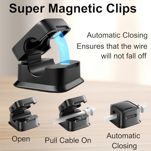 12 Pack Organizador de Cables Magnético, Clips de Cable de Escritorio con Adhesivo Fuerte para Oficina y Hogar miniatura 2