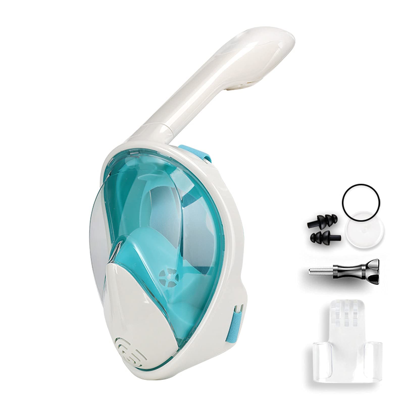 Maschera per Immersioni subacquee 180 ° Anti-Appannamento Anti-Perdita con Tubo Pieghevole e Supporto per Fotocamera per Adulti e Bambini Giovani per Snorkeling a Secco, Nuoto,L,L/XL