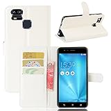 Qiaogle Teléfono Case - Funda de PU Cuero Billetera Clamshell Carcasa Cover para ASUS Zenfone 3 Zoom ZE553KL (5.5 Pulgadas) - FC03 / Blanco Estilo