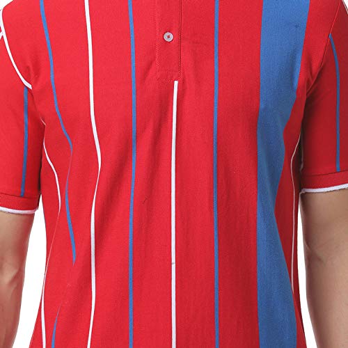 Image of CAHOOT Men Red Striped Casual T-Shirt