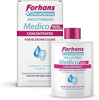 Forhans, Collutorio Medico Concentrato, Azione d'Urto, con Zinco Cloruro, Azione Antisettica, Antibatterica, Astringente e Antinfiammatoria, Gengive Sane, Non Macchia i Denti, 75 ml