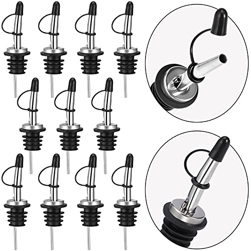 24 Pack Bottle Pourers by Aozita, Stainless Steel Liquor Pourers with Rubber Dust Caps - Classic Bottle Pourers Tapered Spout, Ribs Flex to Fit Different Liquor Bottles About 3/4" Bottle Mouth