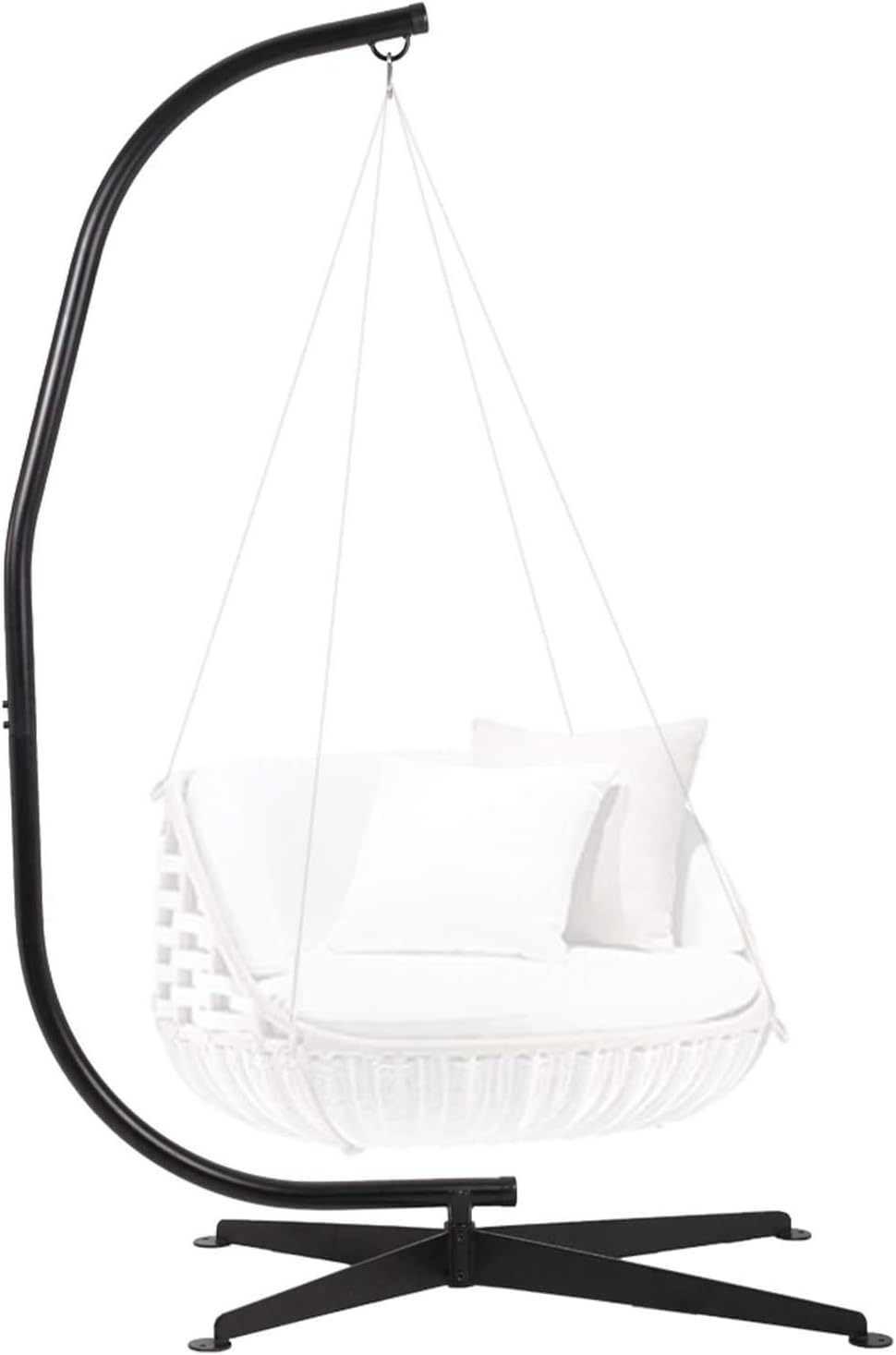 Her Majesty C Stand Hanging Outdoor Indoor Solid Steel Heavy Duty Construction for Hammock Air Porch Swing Chair, Black