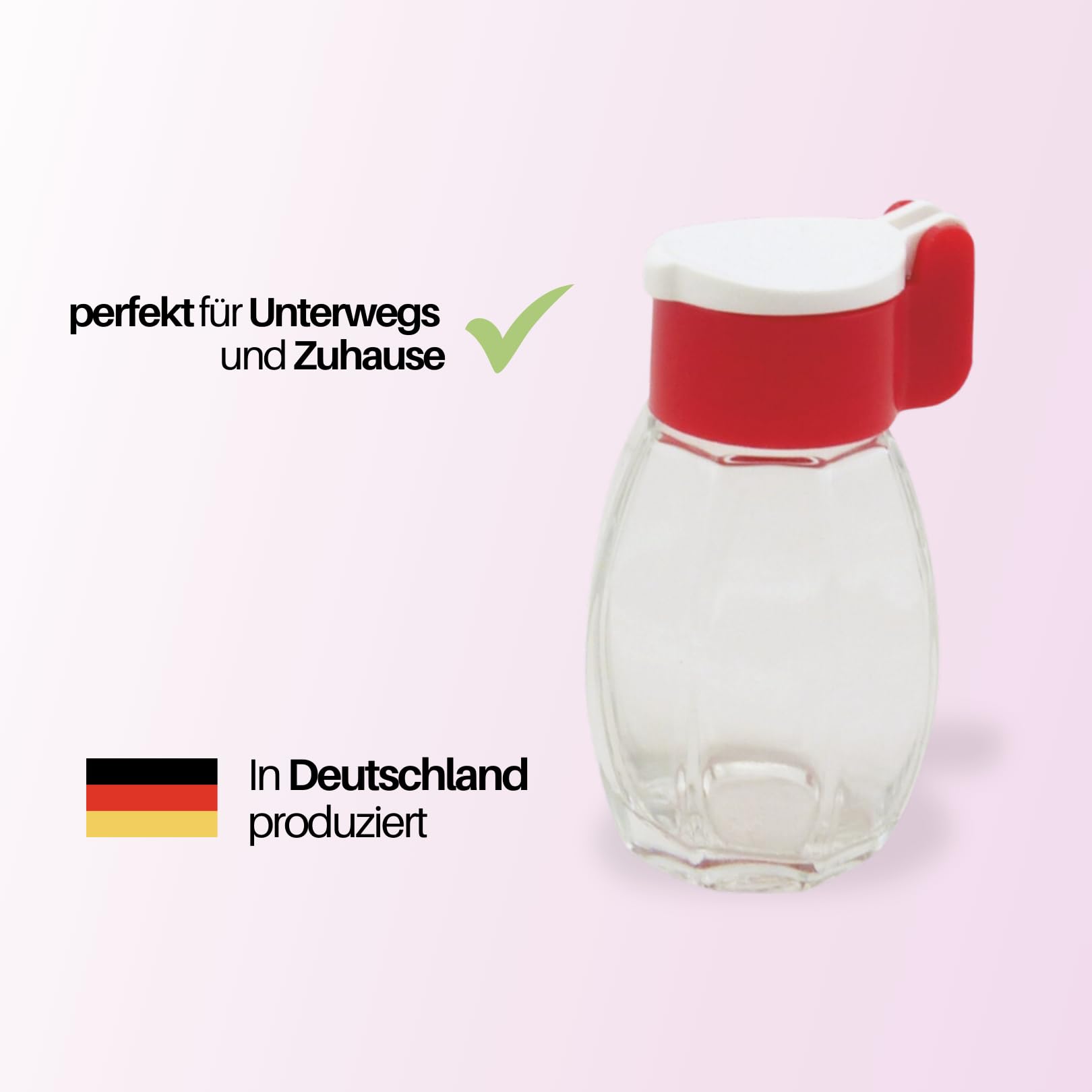 homiez Salz- und Pfefferstreuer 2er Set– zufällige Farbe – kleiner Salzstreuer aus Glas mit Deckel, ideal für unterwegs & Küche, Gewürzglas mit Kappe und abschraubbarem Deckel - Gegen Verklumpen