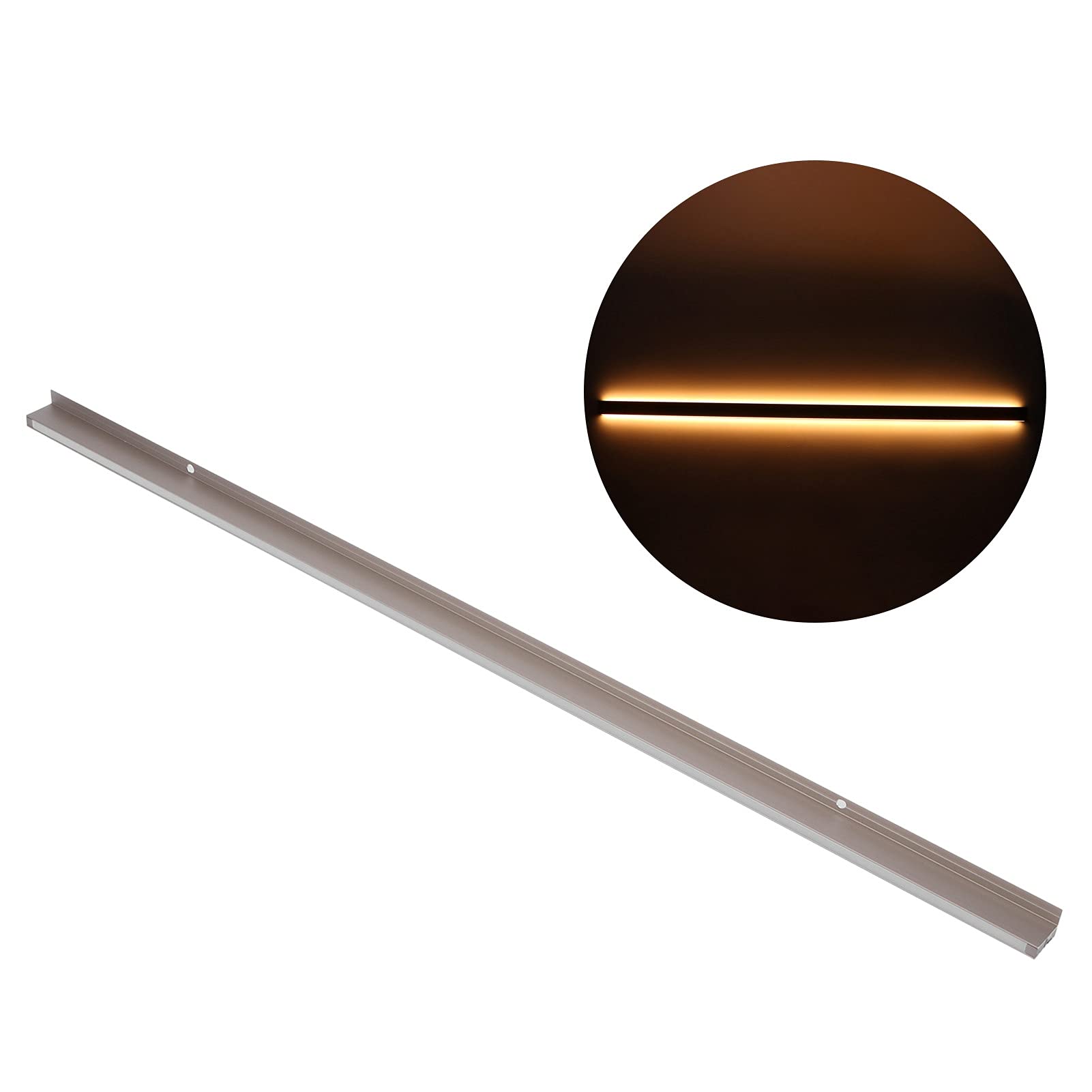 Haofy Luz LED Debajo del Gabinete de Titanio Dorado, Barra de Luz de Doble Cara de 60 Cm, Resistencia a los Rayos UV, Segura, DC12V para Vitrinas, Salas de Exposiciones
