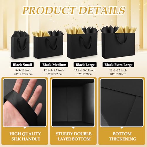 Epoesch Black Paper Gift Bags with Tissue