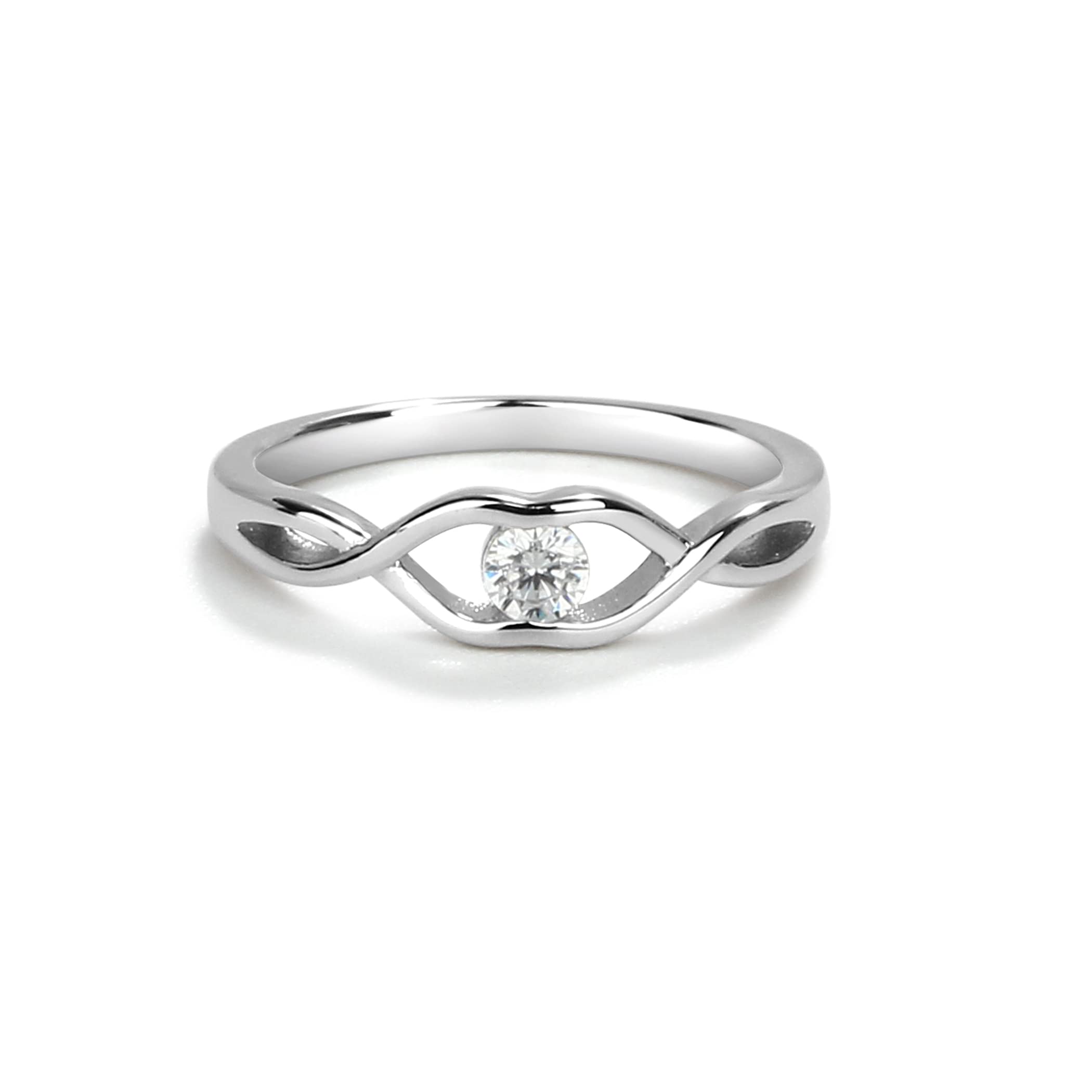 Precious Pieces .925 Sterling Silver Dainty Baby Ring with April CZ Simulated Birthstone