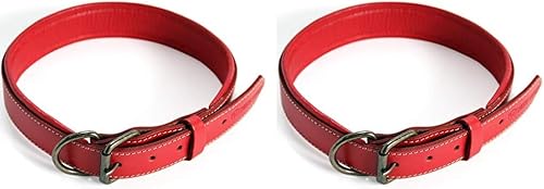 Logical Leather Collar para perro el mejor collar de perro de cuero genuino acolchado de grano completo para perros grandes bronceado L