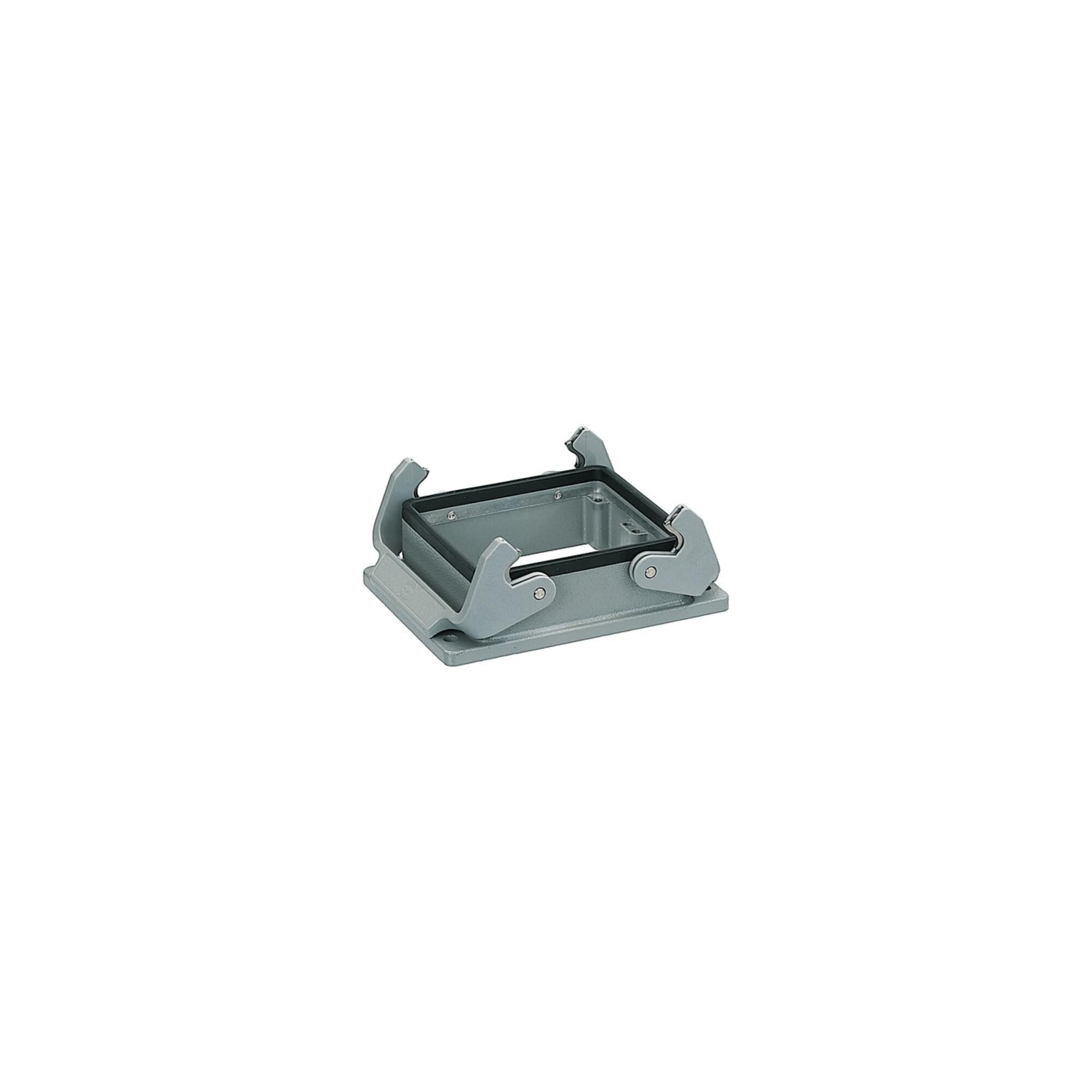 09300320301 Harting Han 32B Anbaugehäuse mit 2 Querbügeln | IP65 Aluminium-Druckguss Gehäuse, RAL 7037 Staubgrau, Han-Easy Lock Verriegelung, NBR-Dichtung, -40 bis +125 Grad Celsius