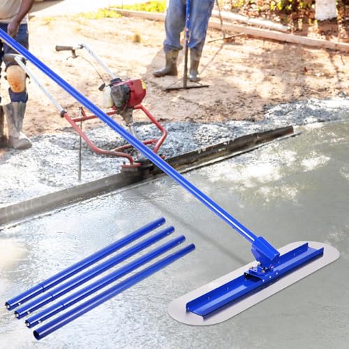 YJINGRUI Betonglätter 120 * 30 cm Betonverteiler mit 4X1 15 m Stiel zum Verlegen von Betonböden und Zement Bull Float Concrete Kit (blau)