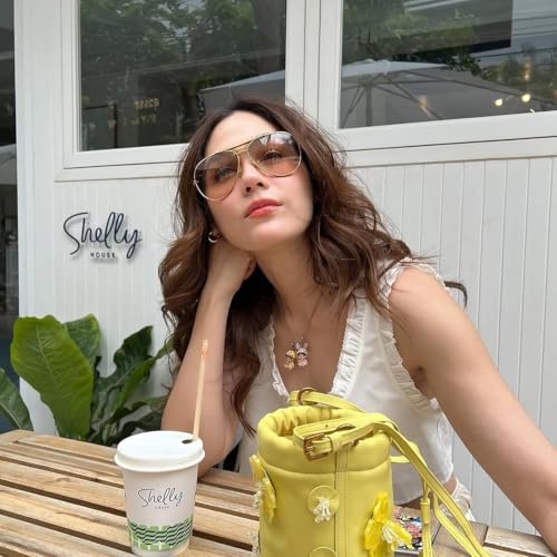 KUKASEN Trendy Retro Aviator Sunglasses for Women Men – Oversized Vintage 70s Pilot Shades, UV400 Gold Frame Glasses3