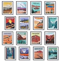 Gersoniel 16 Pieces National Park Posters Vintage of 16 Travel
