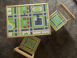 MakeThisMine Personalised Children's Table and 3 Chairs LATT Wooden Name Engraved City Road Car Train Wheels Town Country Printed Play Desk Unisex Toddler Kids Girls Friends Boys Family