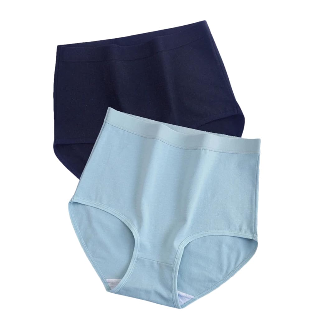 Bragas de algodón de cintura alta para mujer, ropa interior cómoda de color sólido, 2 piezas